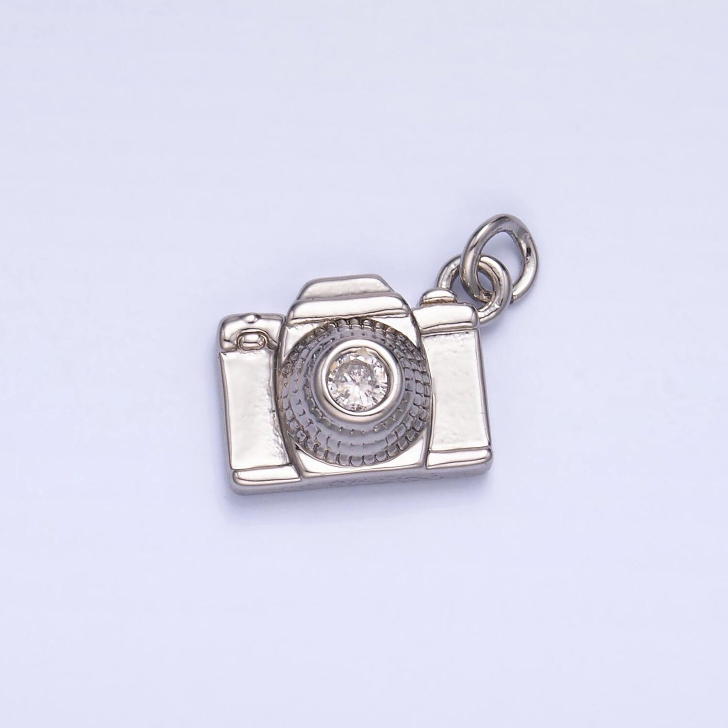 16k gold filled clear micro paved cz dainty camera photography pendant | y-464