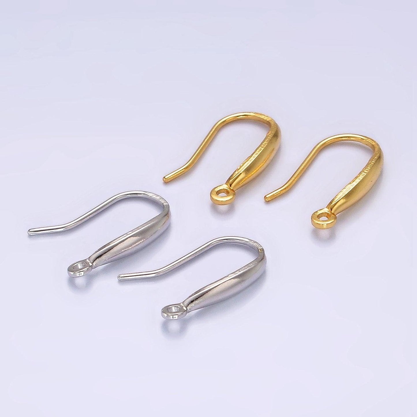 14k gold vermeil minimalist open loop french hook earrings jewelry findings in gold & silver | z523 z524