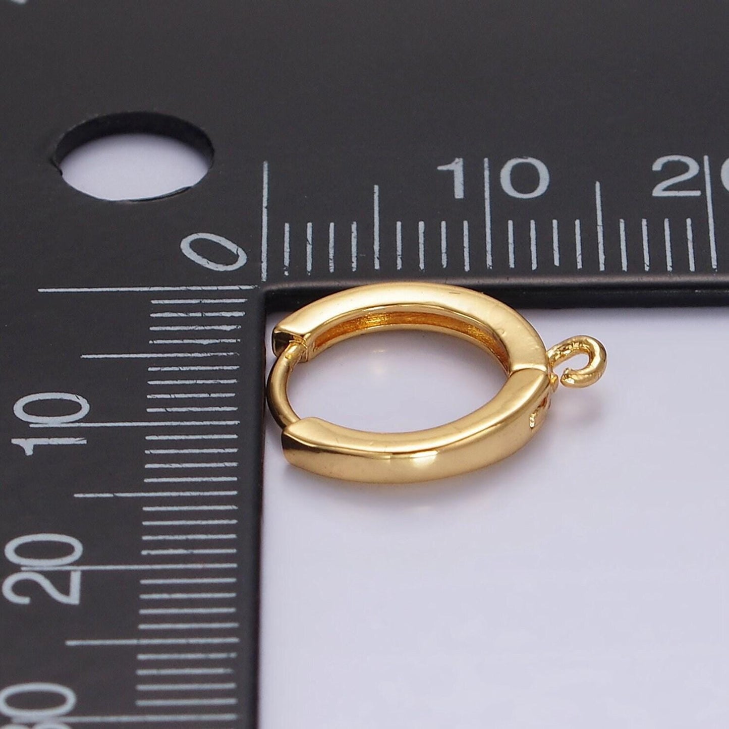16k gold filled 13mm minimalist flat huggie open loop earrings findings supply | z567
