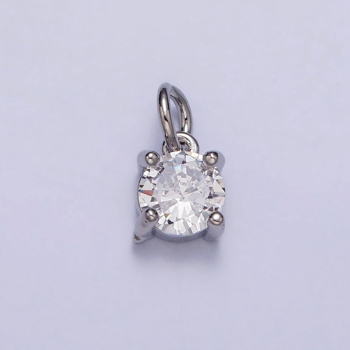 Gold solitaire round cut pendant | classy round pendant set with cz 6mm cubic stone for minimalist jewelry making supply pink clear ac121