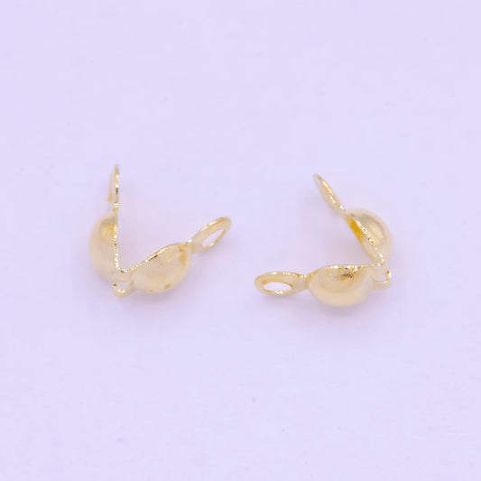 1pc gold clamshell end tip beads 3.0mm diameter, 24k gold platedball chain clasps gold clasp for connector crimp beads | l-842