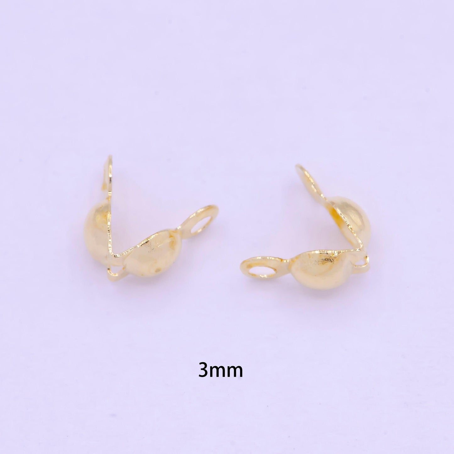 1pc gold clamshell end tip beads 3.0mm diameter, 24k gold platedball chain clasps gold clasp for connector crimp beads | l-842
