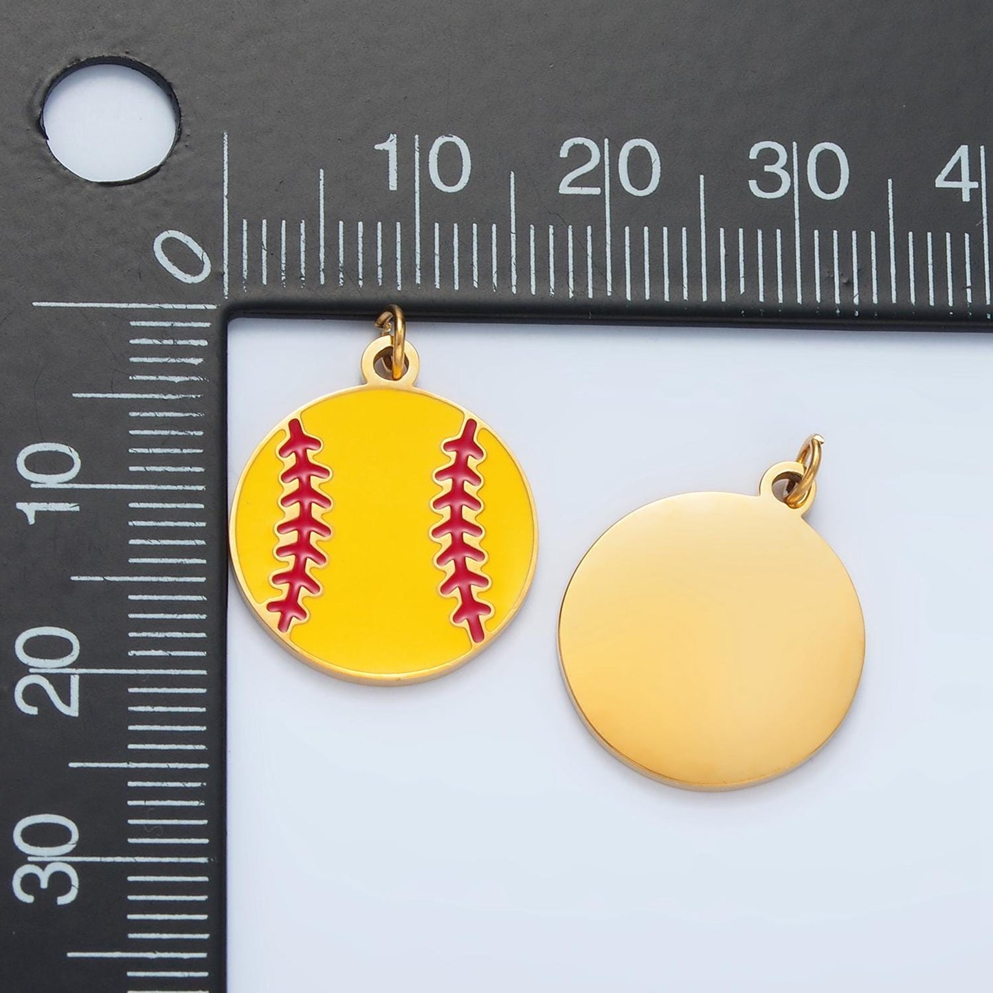 Dainty softball charm gold stainless steel sports pendant for bracelet necklace charm supply p125