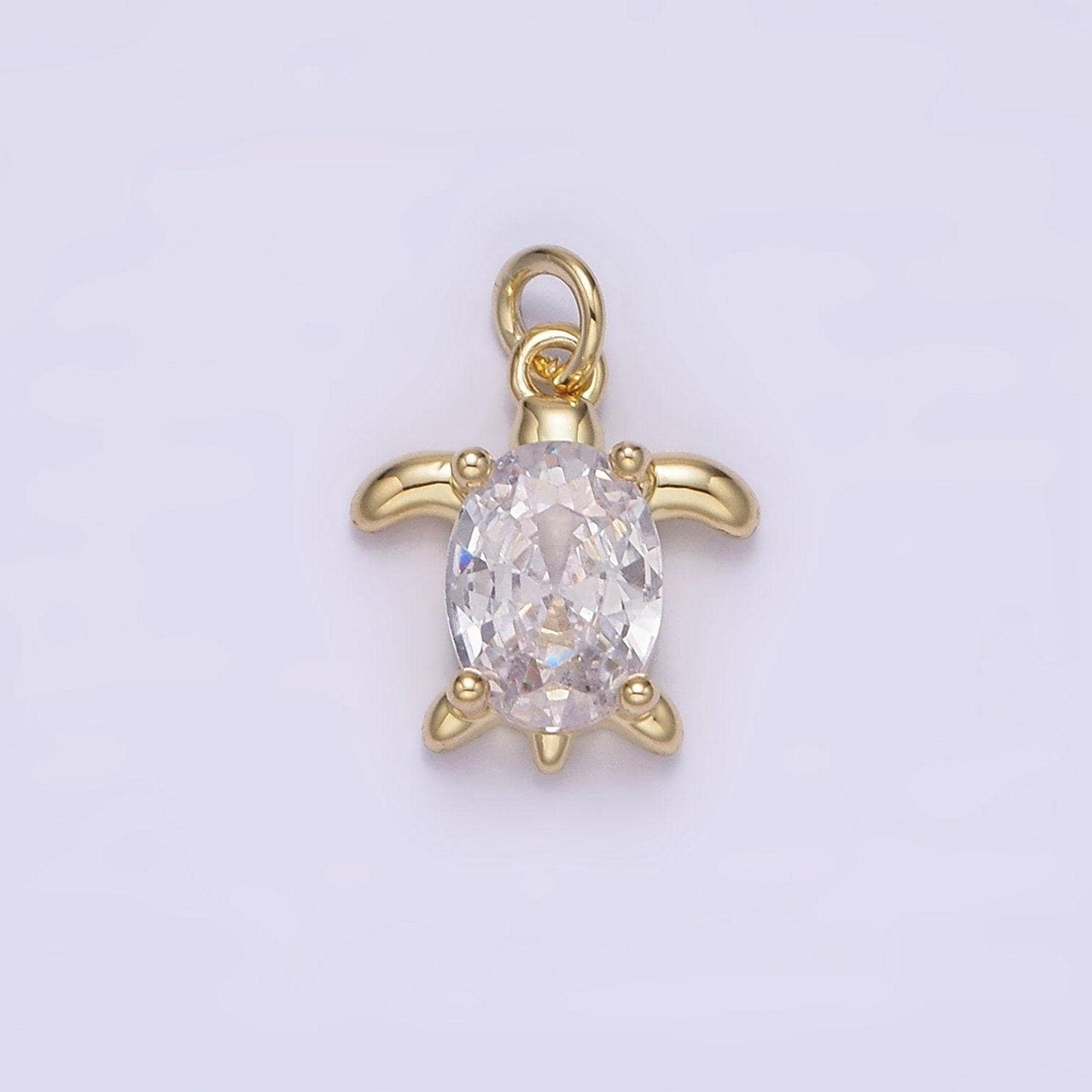 14k gold filled clear oval cz turtle animal add-on charm | ag224