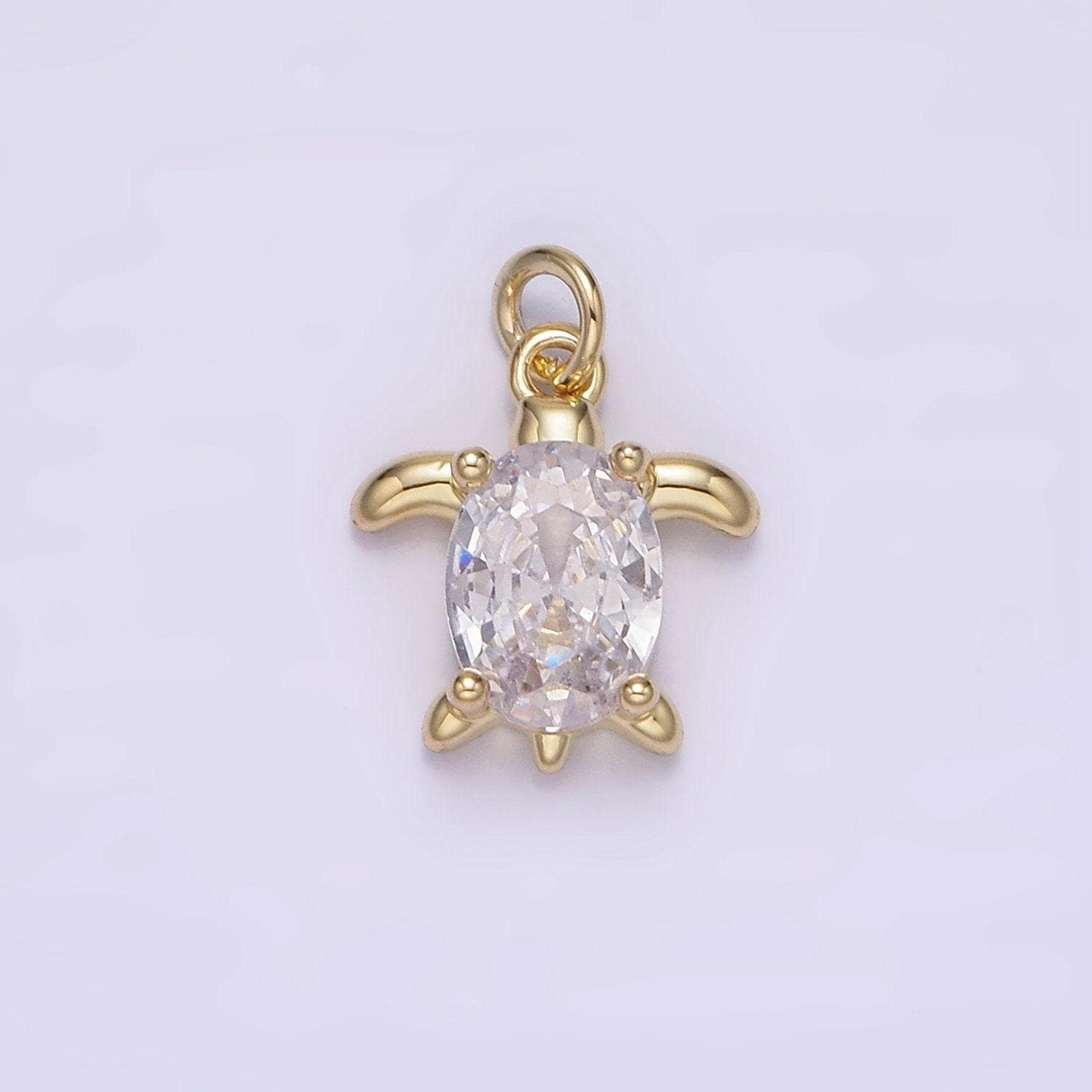 14k gold filled clear oval cz turtle animal add-on charm | ag224