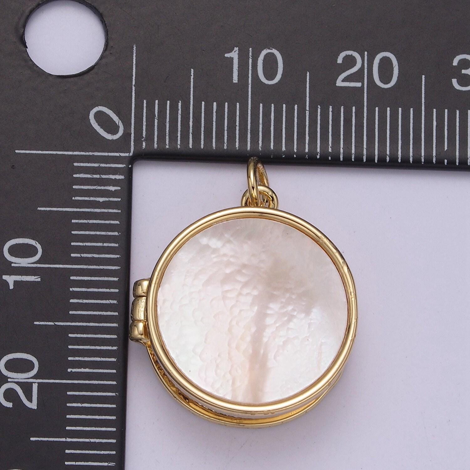 Pearl locket charm necklace 14k gold filled round locket for photo necklace • pearl jewelry supply w-192