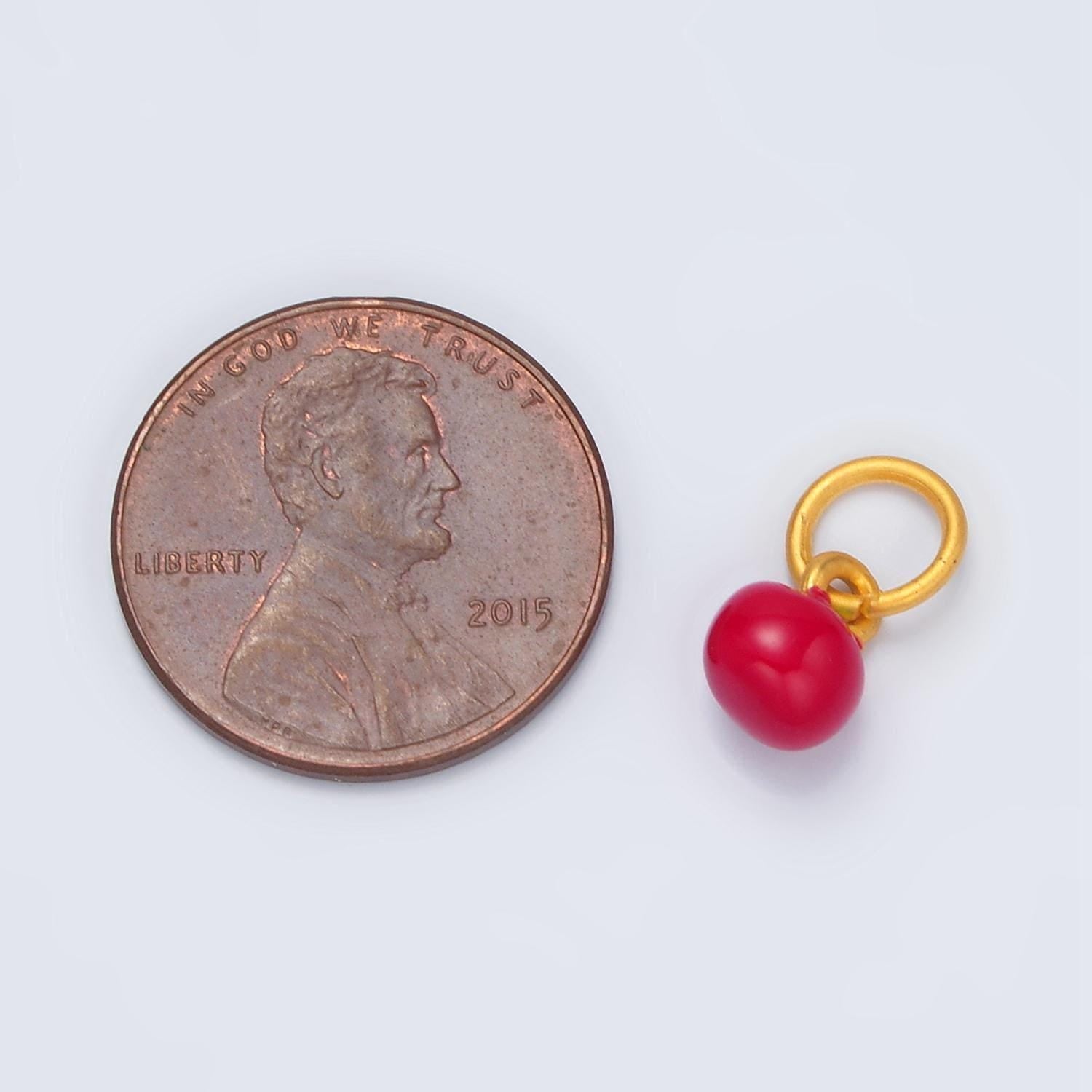 24k gold filled mini 6mm red enamel tomato food charm | m-141