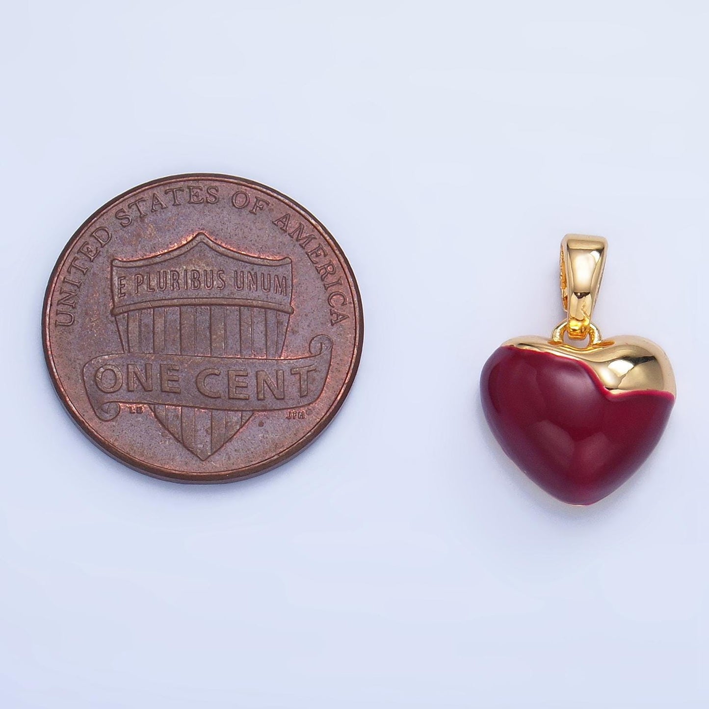 Red enamel heart charm 24k gold filled heart pendant | aa1023