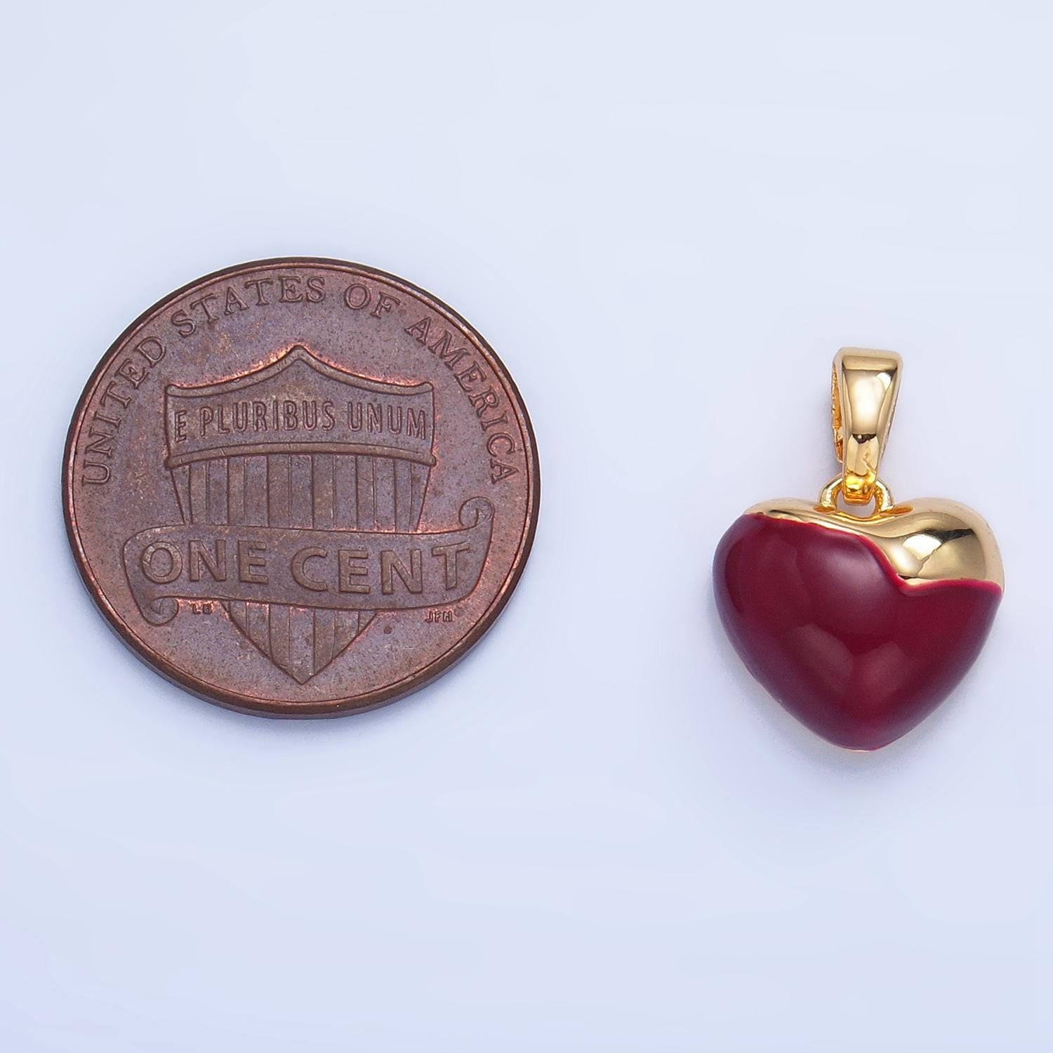Red enamel heart charm 24k gold filled heart pendant | aa1023