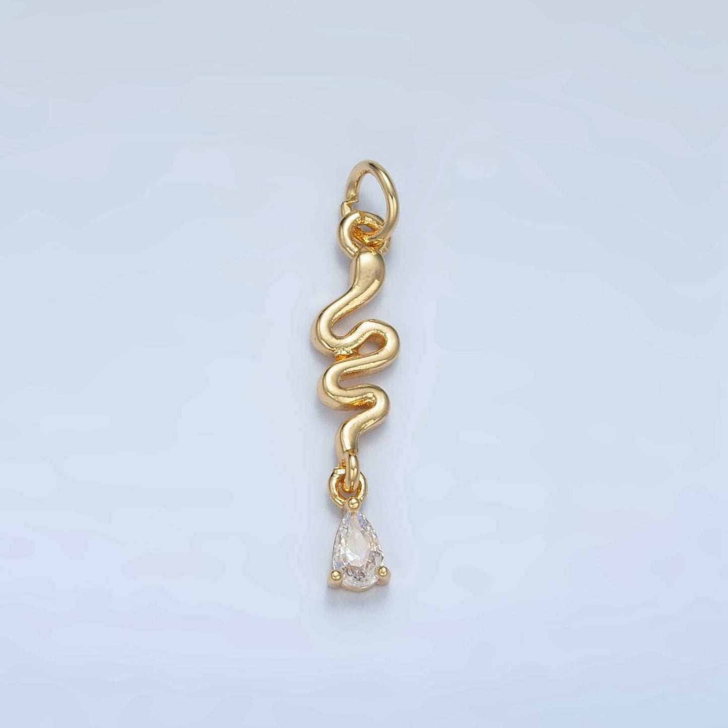 Slithering snake teardrop cz tail 24k gold filled animal charm | e-781