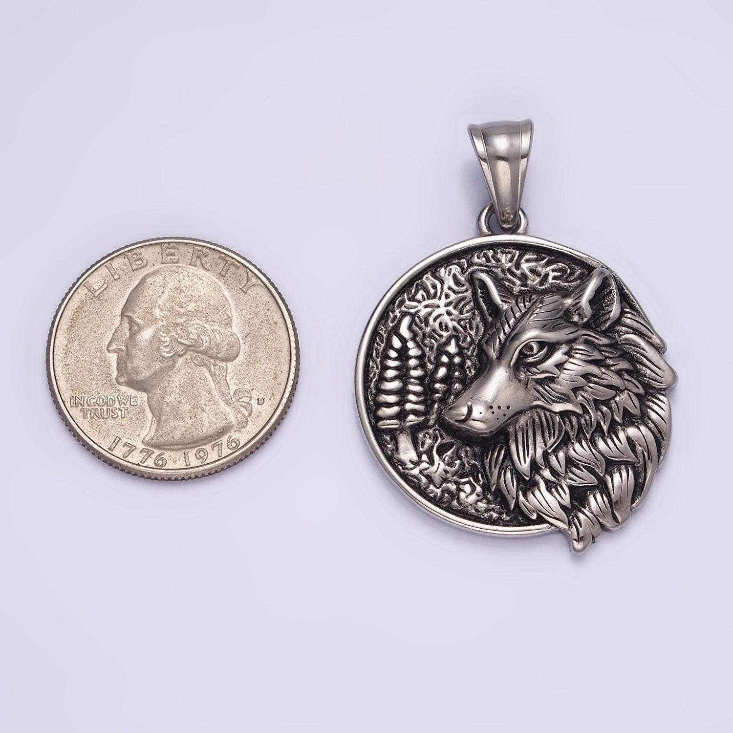 3d stainless steel wolf pendant mountain wolf forest animal charm men jewelry | p827