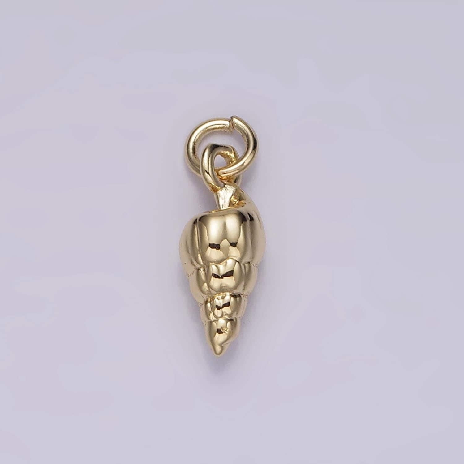 Gold trumpet seashell charms mini shell charm ocean beach inspired for necklace bracelet earring supply ag439