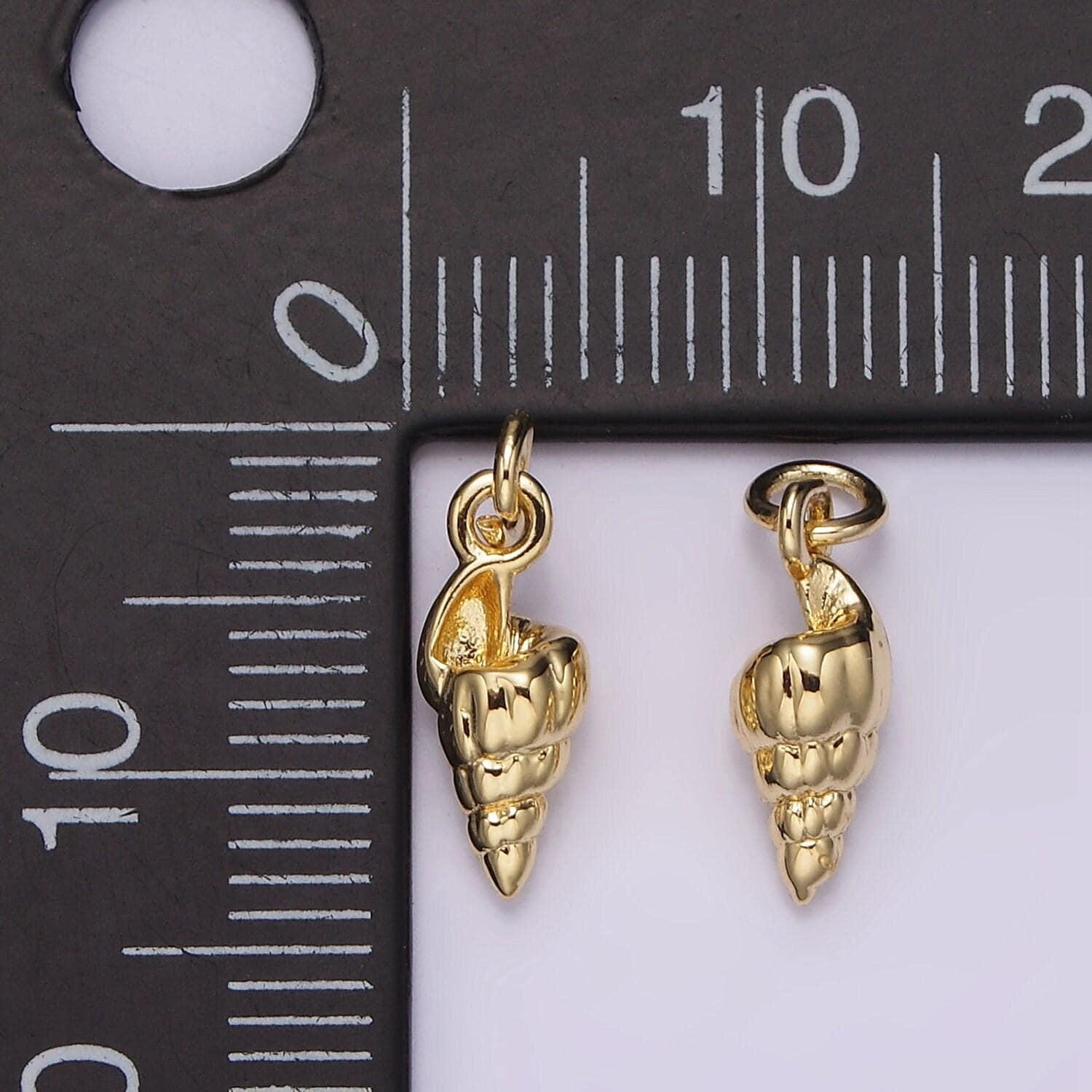 Gold trumpet seashell charms mini shell charm ocean beach inspired for necklace bracelet earring supply ag439