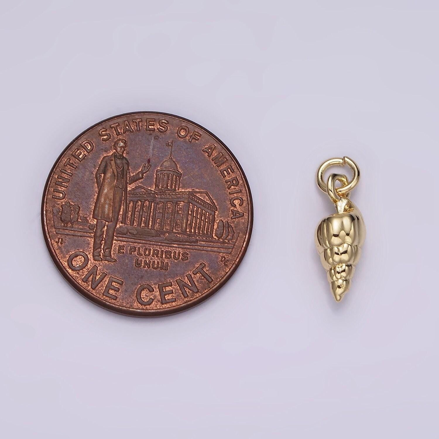 Gold trumpet seashell charms mini shell charm ocean beach inspired for necklace bracelet earring supply ag439