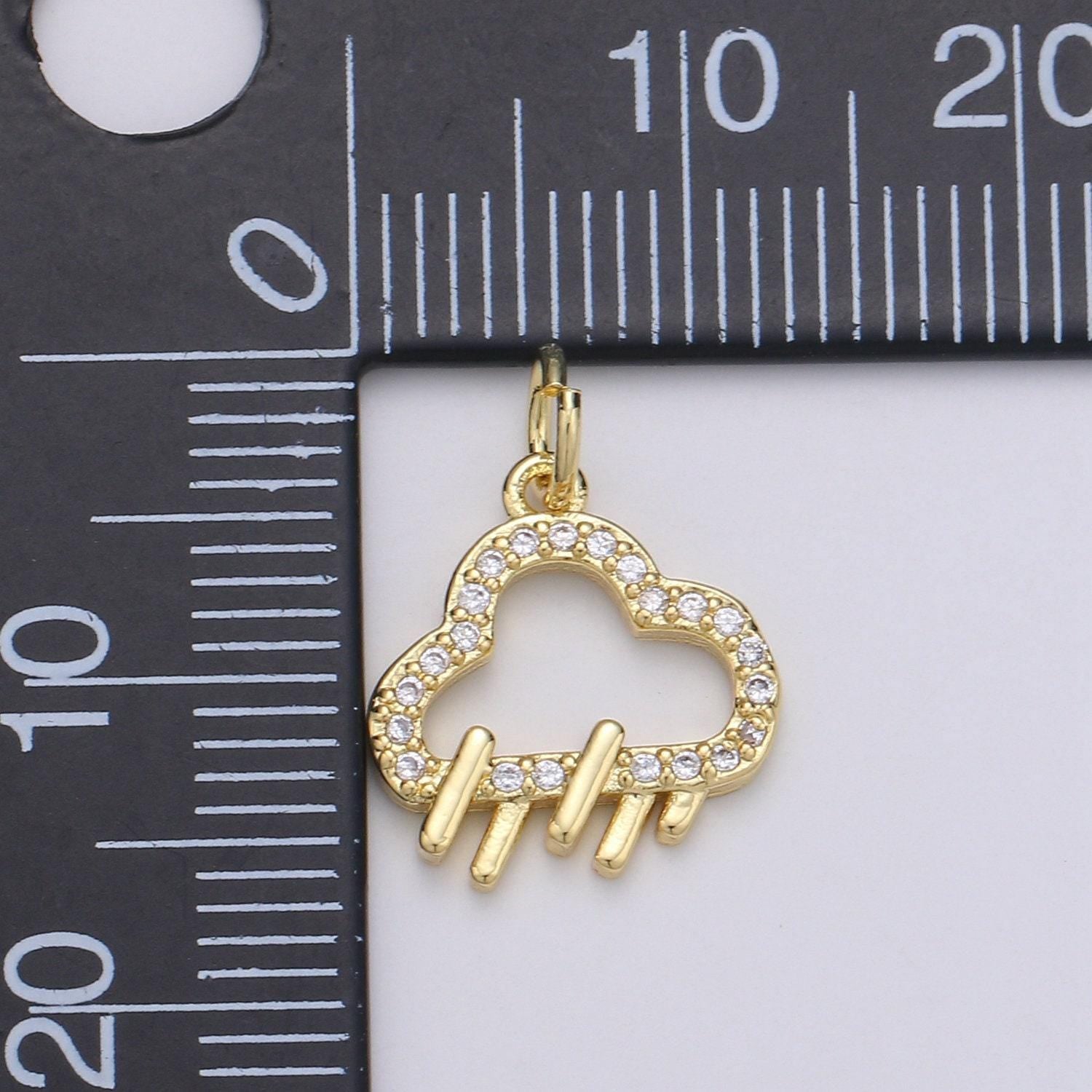 Raindrop 24k gold micro pave cz charm hanger micro cubic charm rainy, cloudy, storm pendant bracelet necklace supply chgf-1789