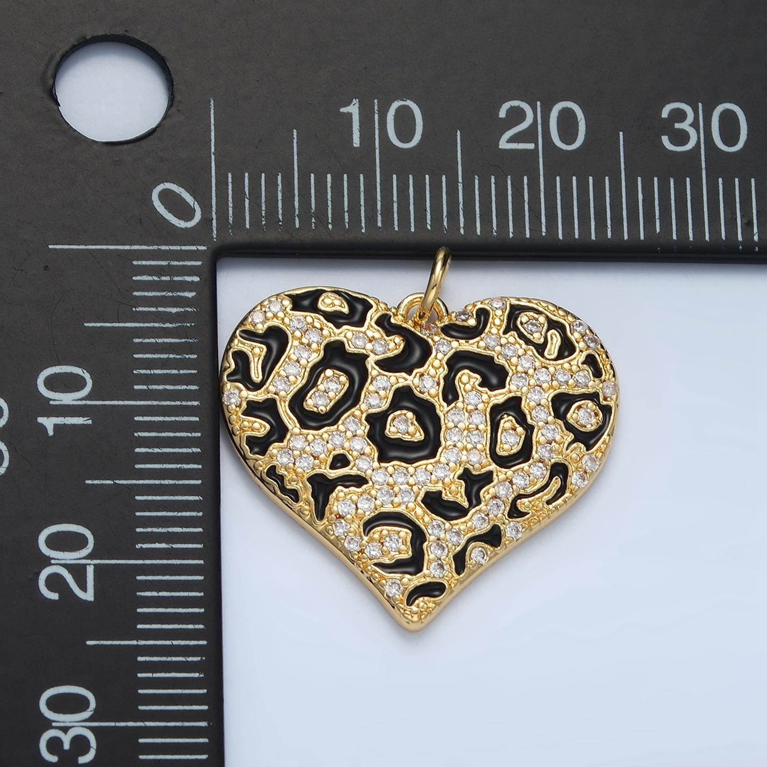 Dainty 14k gold filled leopard panther charm heart micro pave pendant for diy jewelry making gold animal jewelry m911