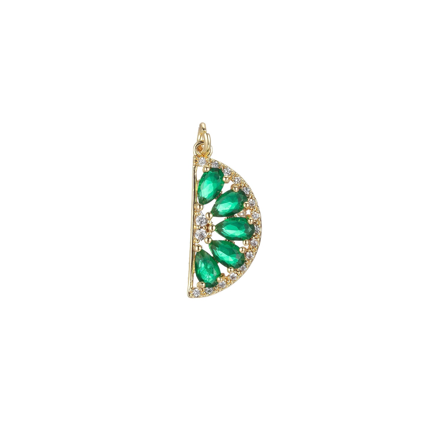 1x gold watermelon charm baguette cubic half circle oval pendant dangle charms for necklace earring supply component e851