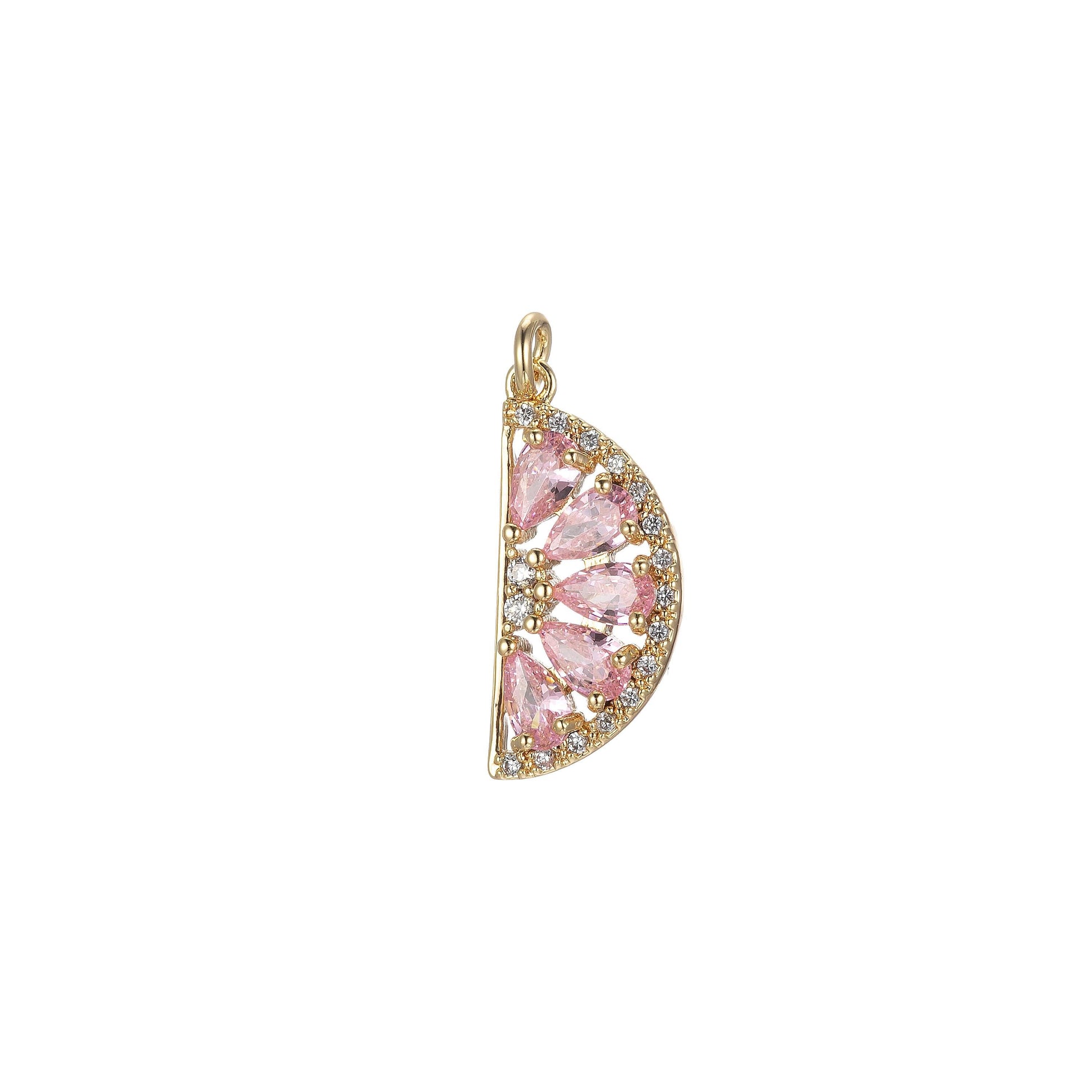 1x gold watermelon charm baguette cubic half circle oval pendant dangle charms for necklace earring supply component e851