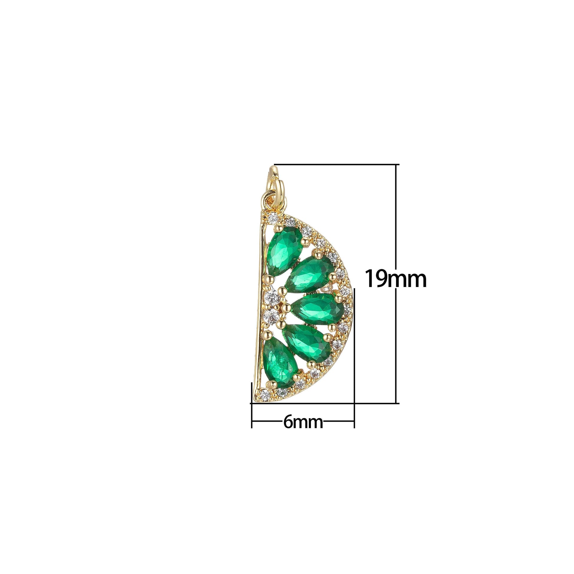 1x gold watermelon charm baguette cubic half circle oval pendant dangle charms for necklace earring supply component e851