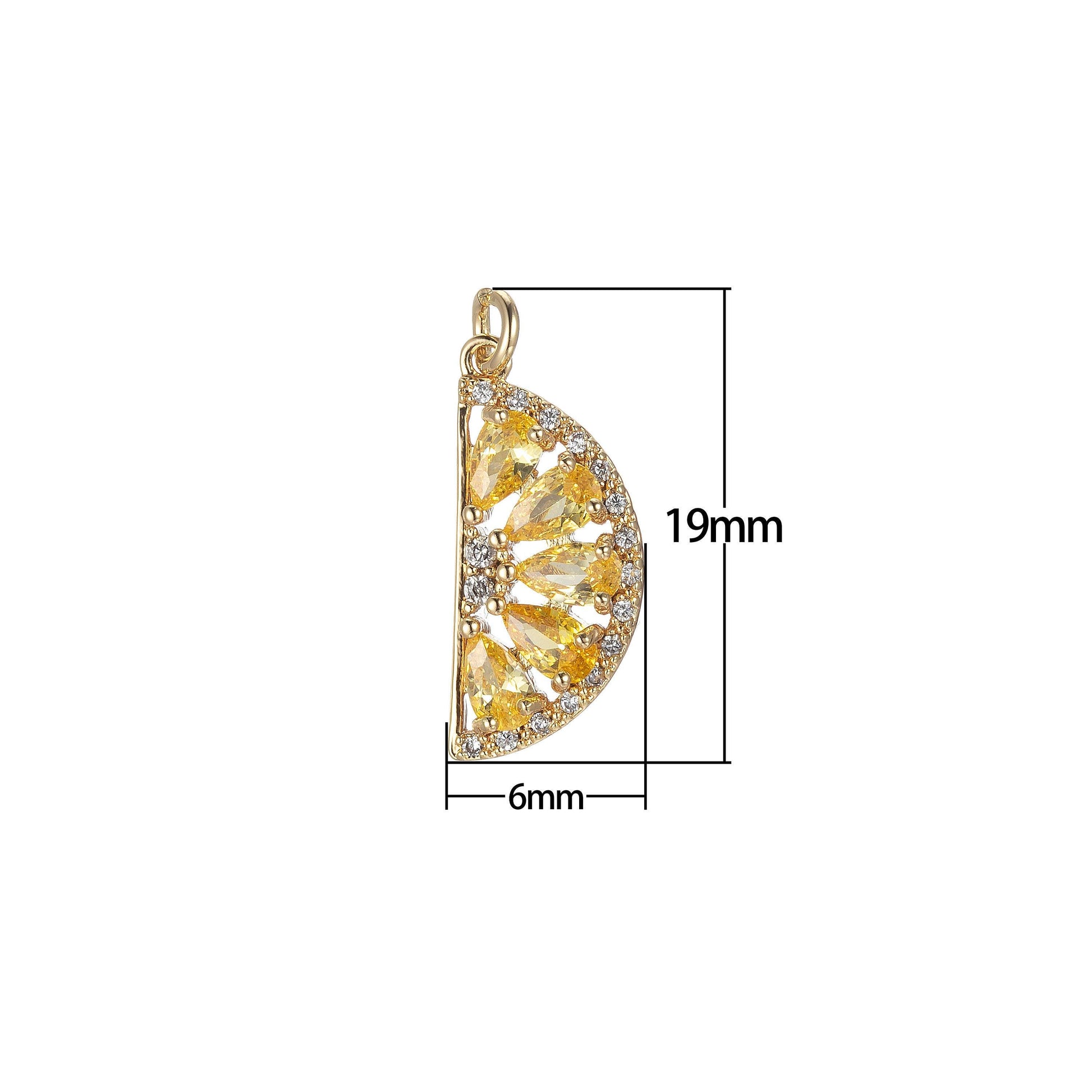 1x gold watermelon charm baguette cubic half circle oval pendant dangle charms for necklace earring supply component e851