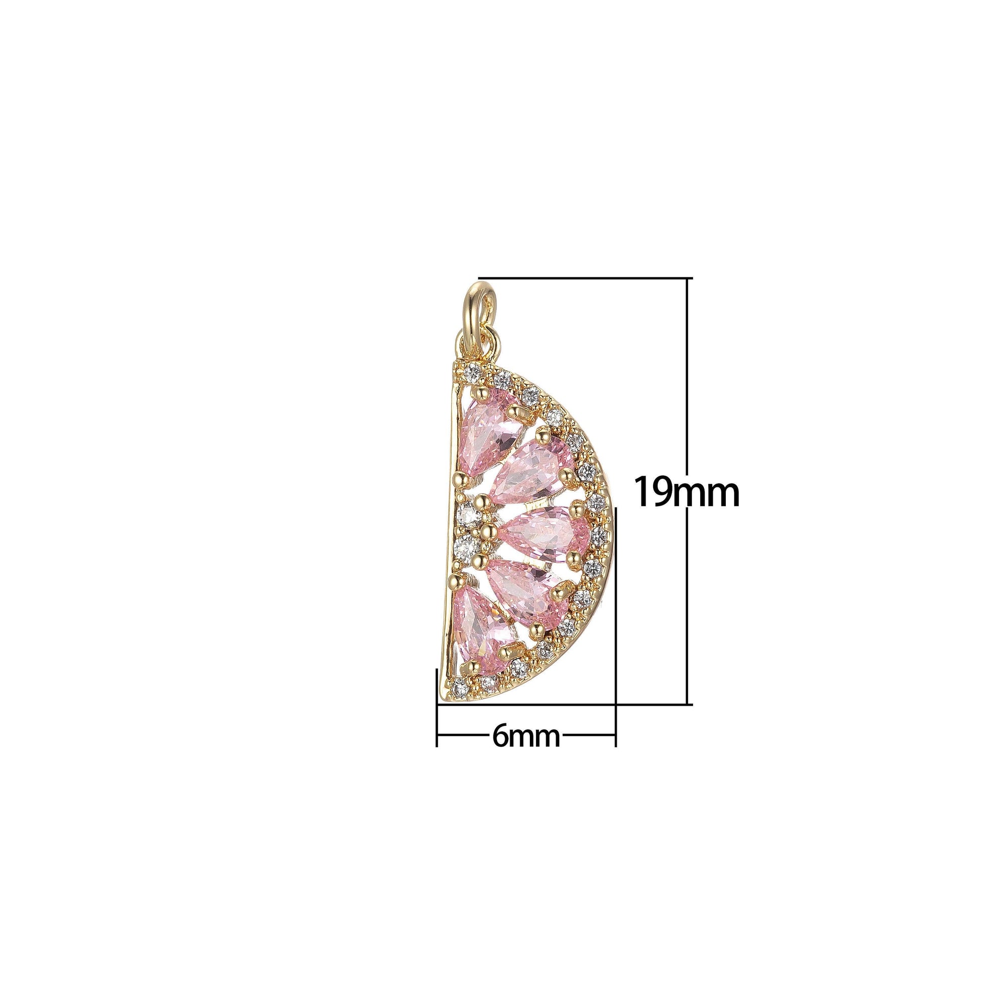 1x gold watermelon charm baguette cubic half circle oval pendant dangle charms for necklace earring supply component e851