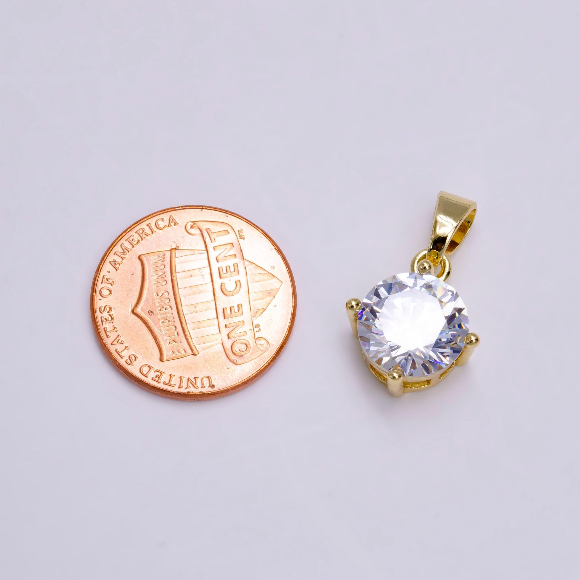 14k gold filled clear round cz minimalist solitaire pendant | n1455