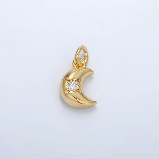 Mini gold moon charm tiny crescent moon charm celestial charms 24k gold filled findings ac157