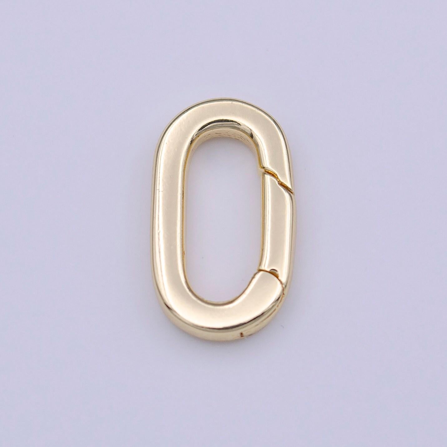 Small gold spring gate ring, push gate ring 14x8.1mm oval ring charm holder gold clasp for jewelry clasp k-235