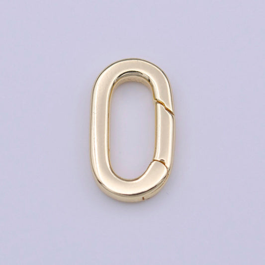 Small gold spring gate ring, push gate ring 14x8.1mm oval ring charm holder gold clasp for jewelry clasp k-235
