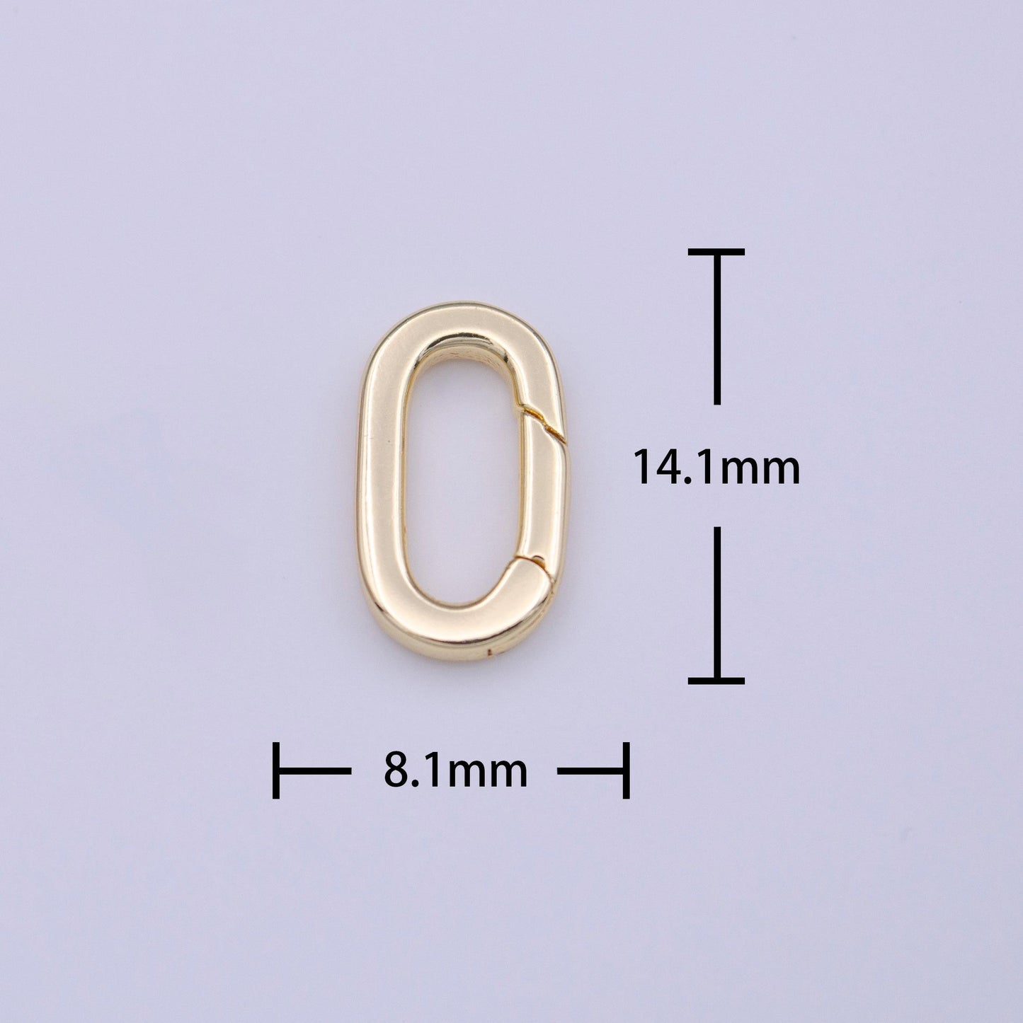Small gold spring gate ring, push gate ring 14x8.1mm oval ring charm holder gold clasp for jewelry clasp k-235