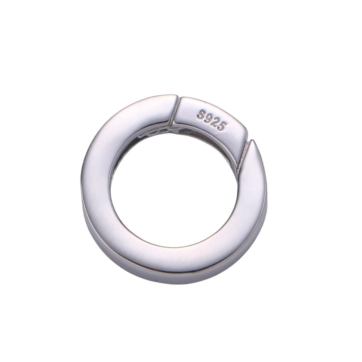 1 pc 925 sterling silver spring gate ring, 16.8mm push gate ring, charm holder clasp for connector, wristlet holder sl-245