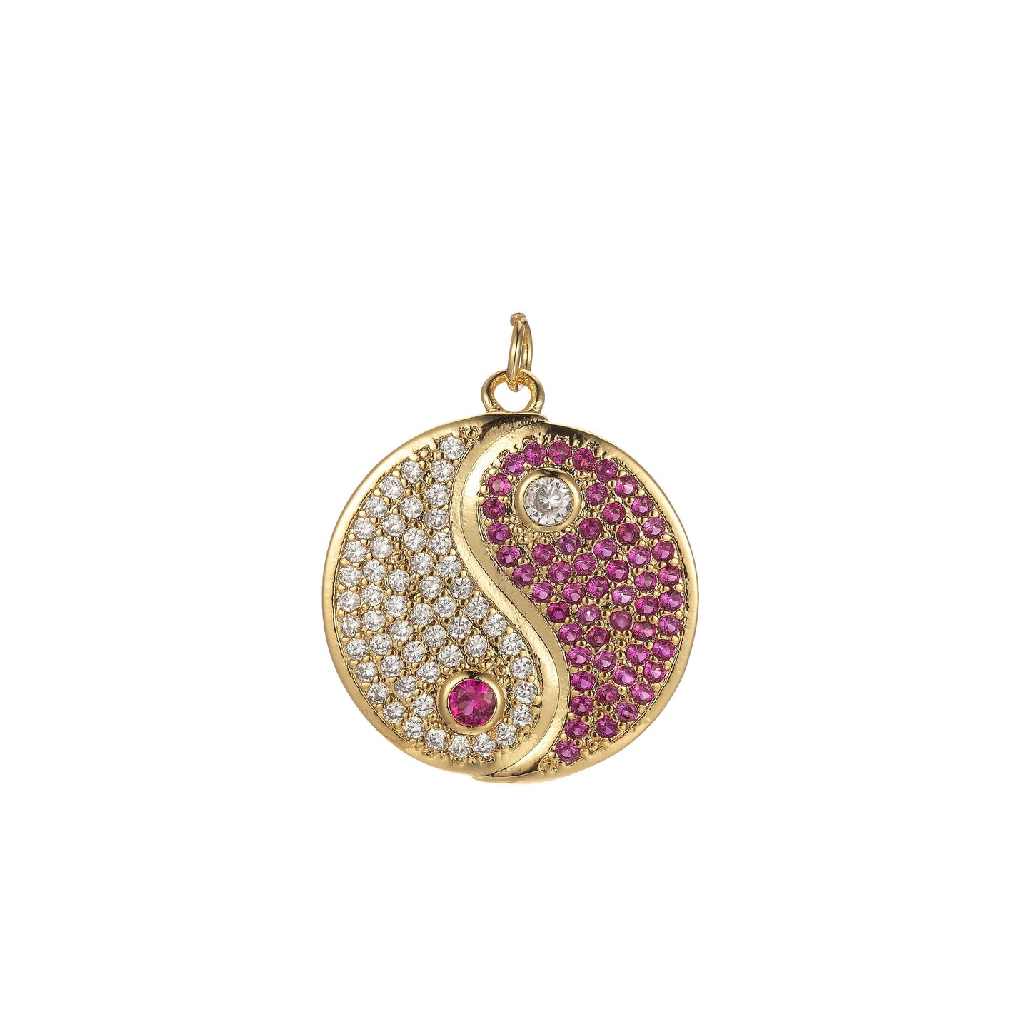 Gold yin yang dainty pendant, micro pave yin and yang charm, black white blue pink cz mini charm, add on charm bracelet necklace, e-870