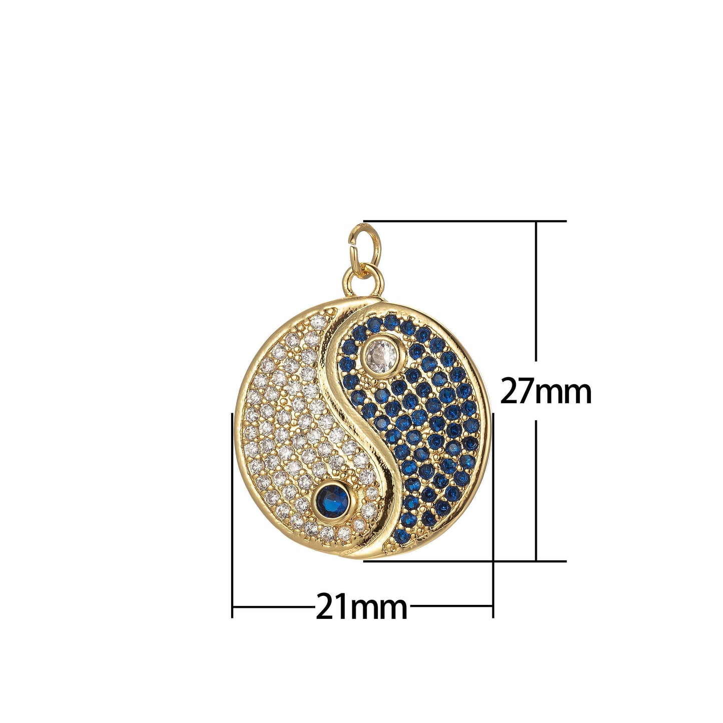 Gold yin yang dainty pendant, micro pave yin and yang charm, black white blue pink cz mini charm, add on charm bracelet necklace, e-870
