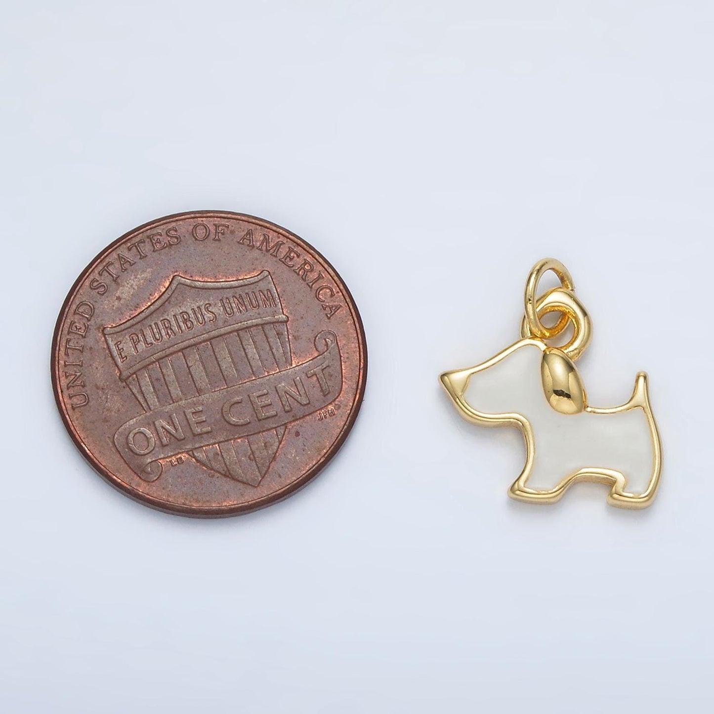 24k gold filled white enamel dog mini charm | ac-099