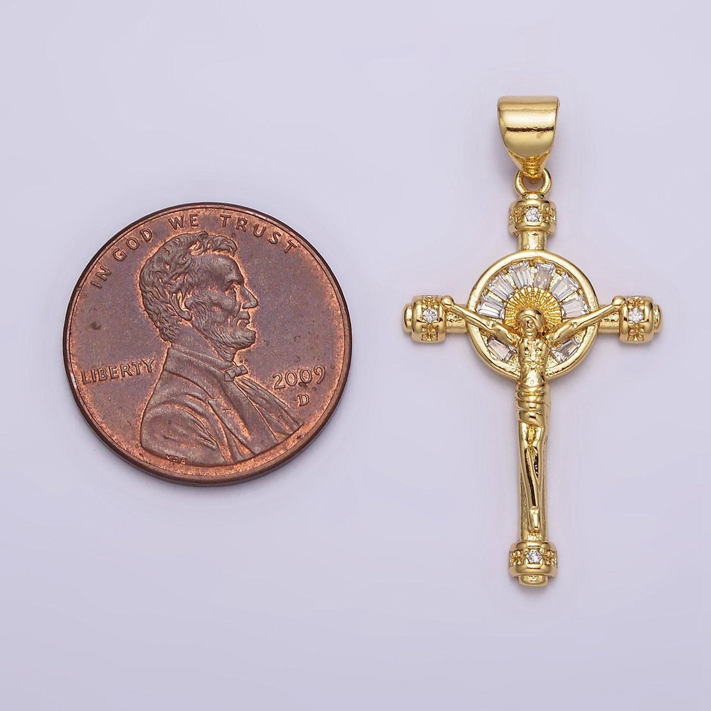 14k gold filled crucifix cross jesus cz pendant for religious jewelry making supply | aa611