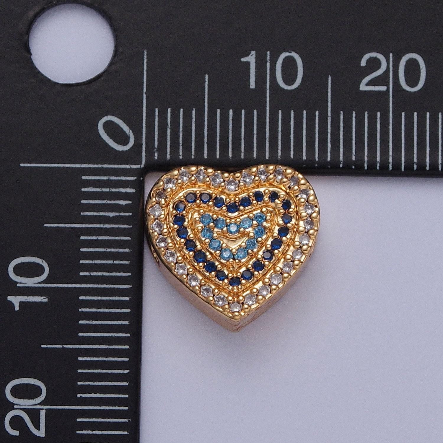 14k gold filled micro pave cubic zirconia heart spacer bead, multicolor cubic zirconia cz valentine love jewelry making component w-898