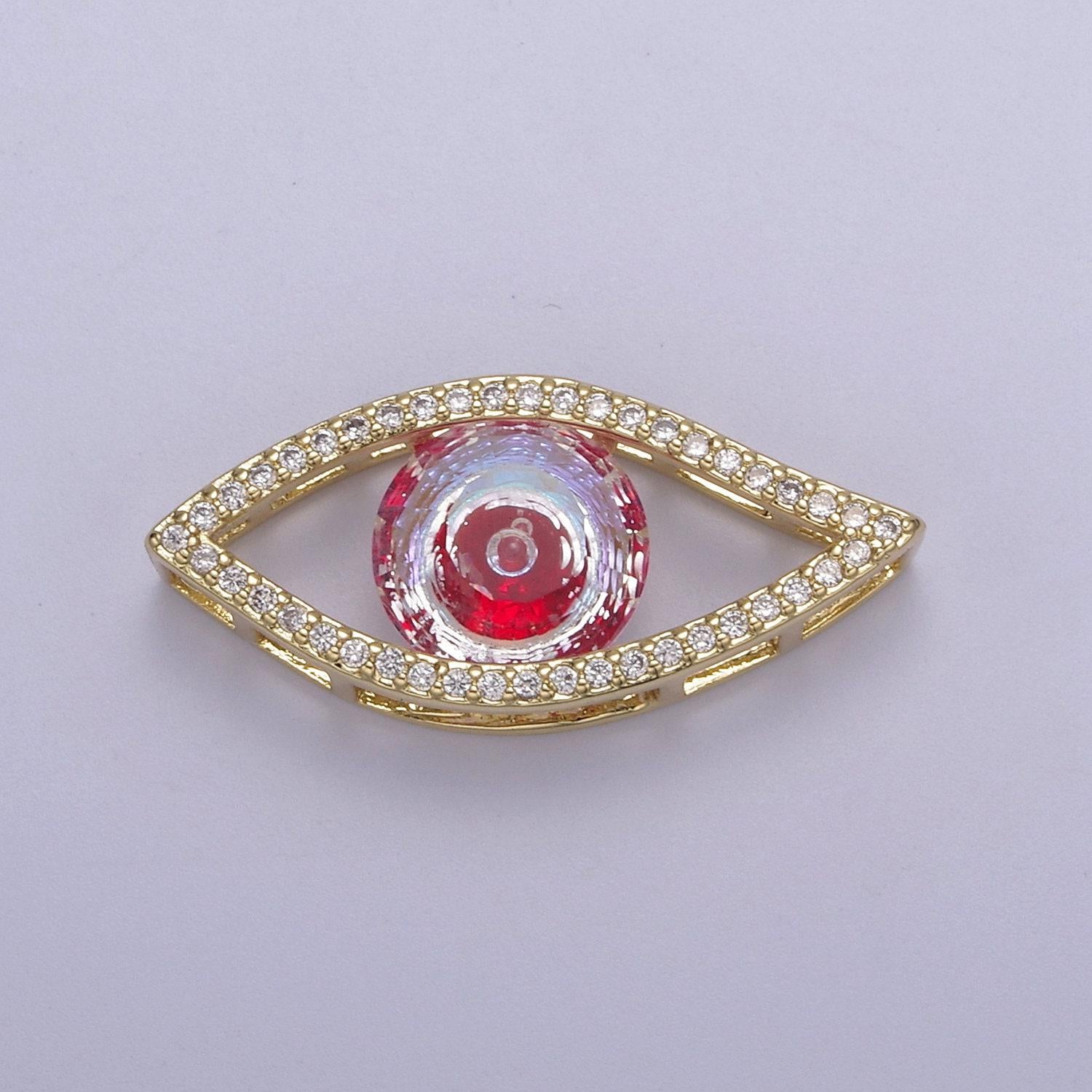 24k gold filled micropave cz evil eye lucky charm protection amulet diy cubic zirconia bracelet charm bead finding connector jewelry making