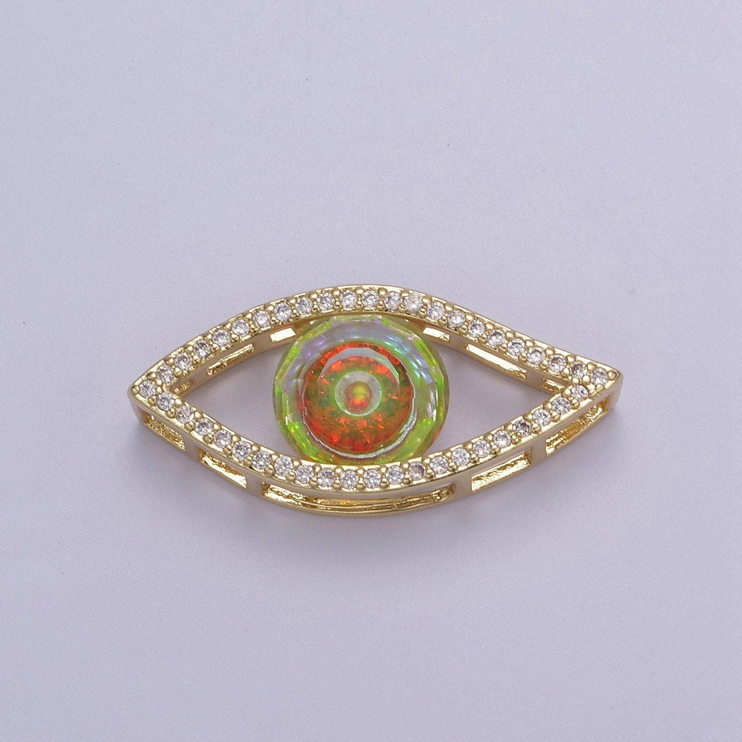 24k gold filled micropave cz evil eye lucky charm protection amulet diy cubic zirconia bracelet charm bead finding connector jewelry making
