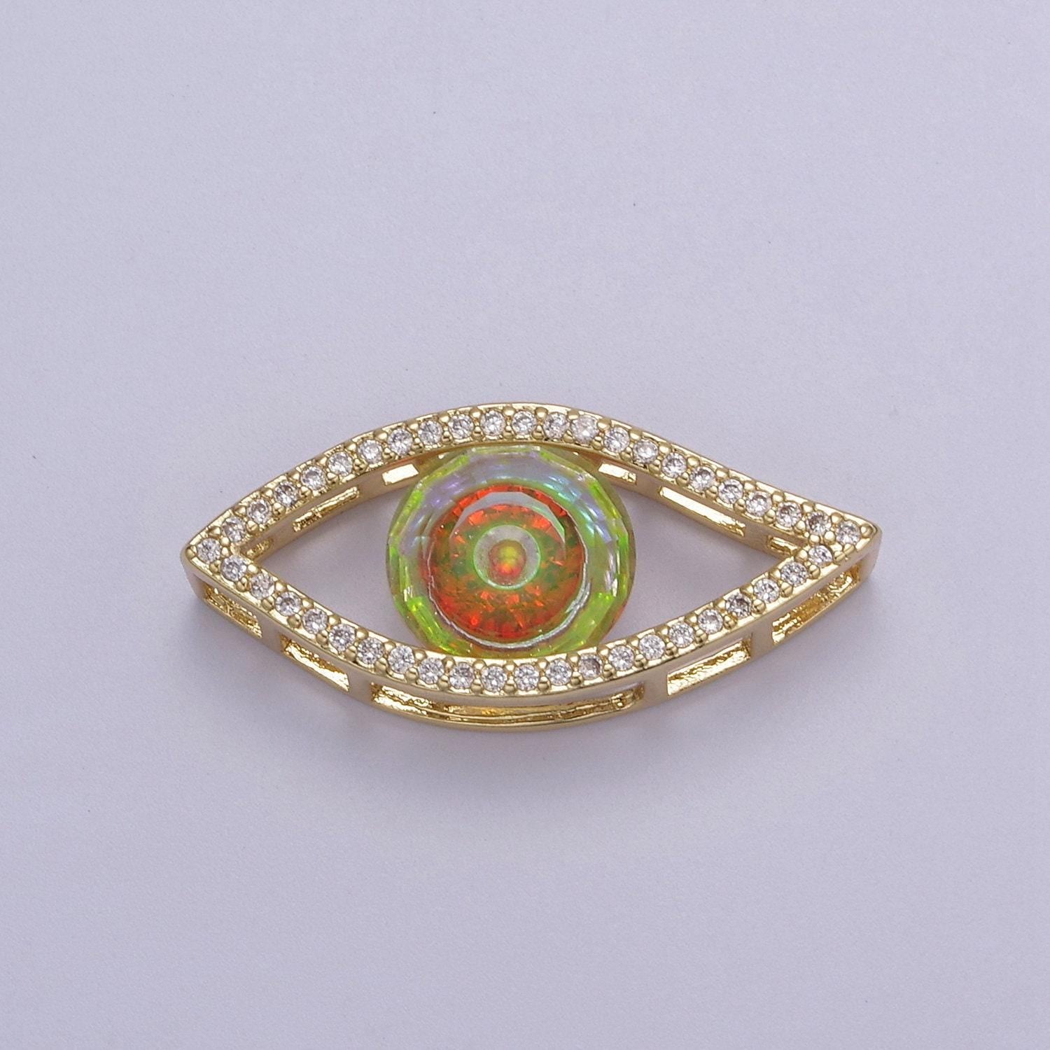 24k gold filled micropave cz evil eye lucky charm protection amulet diy cubic zirconia bracelet charm bead finding connector jewelry making