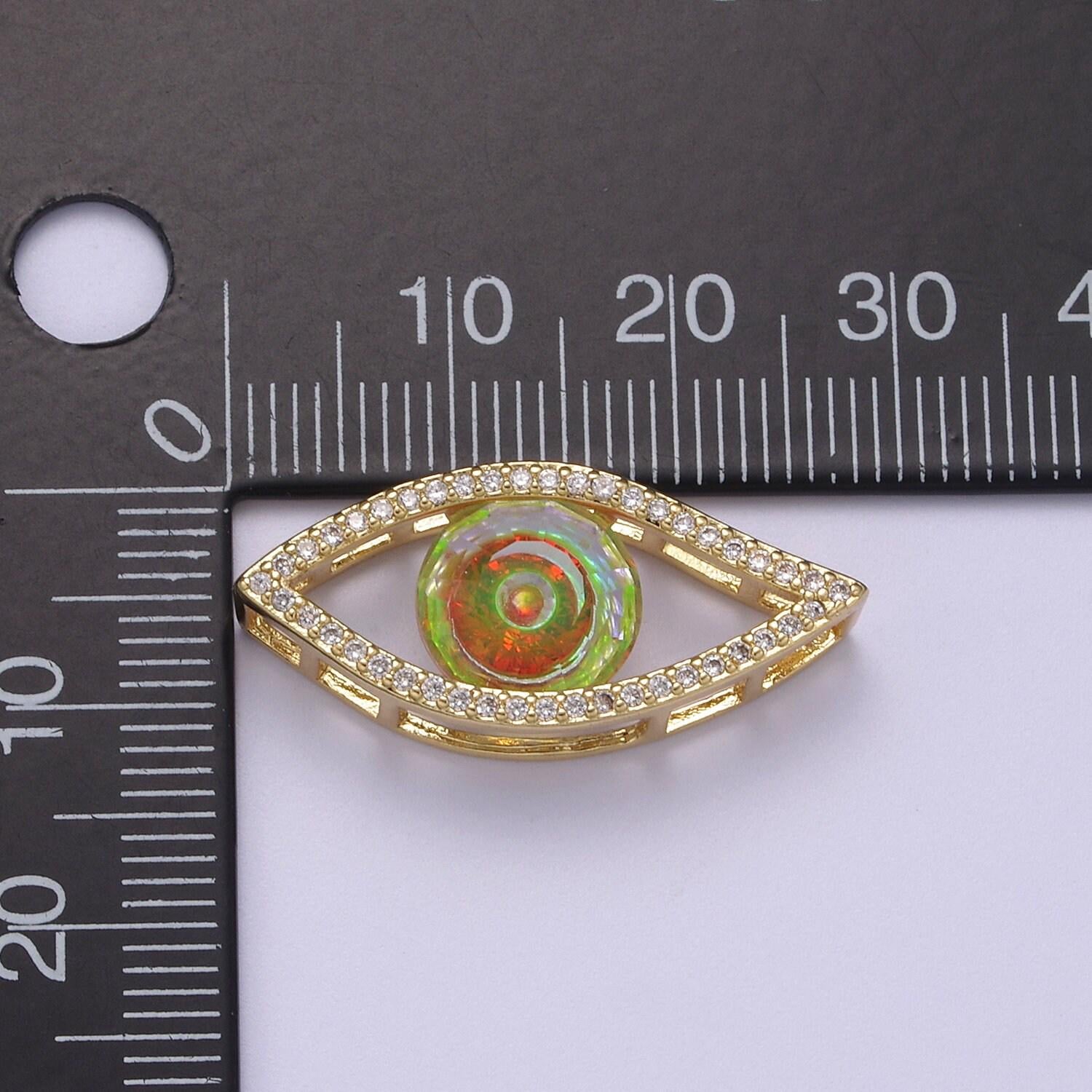 24k gold filled micropave cz evil eye lucky charm protection amulet diy cubic zirconia bracelet charm bead finding connector jewelry making