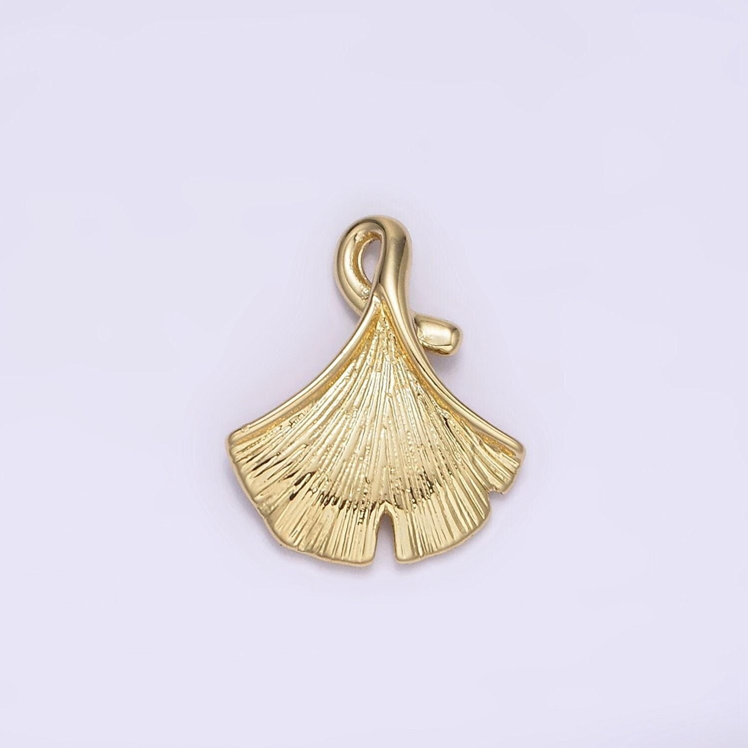 14k gold filled 15mm textured ginko leaves charm pendant nature inspired | n-1879