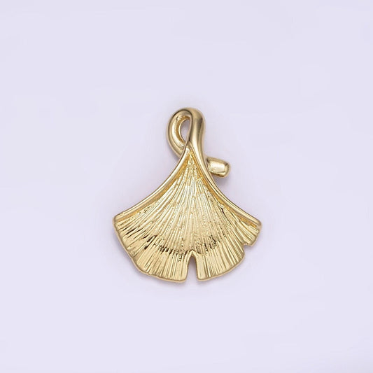 14k gold filled 15mm textured ginko leaves charm pendant nature inspired | n-1879