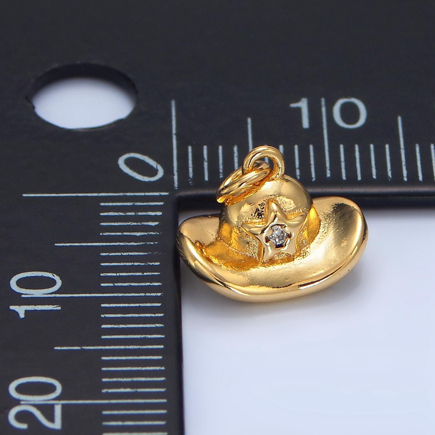Cowboy hat 3d design gold pendant cubic star western hat 18k gold filled charm craft supplies for necklace bracelet jewelry w012