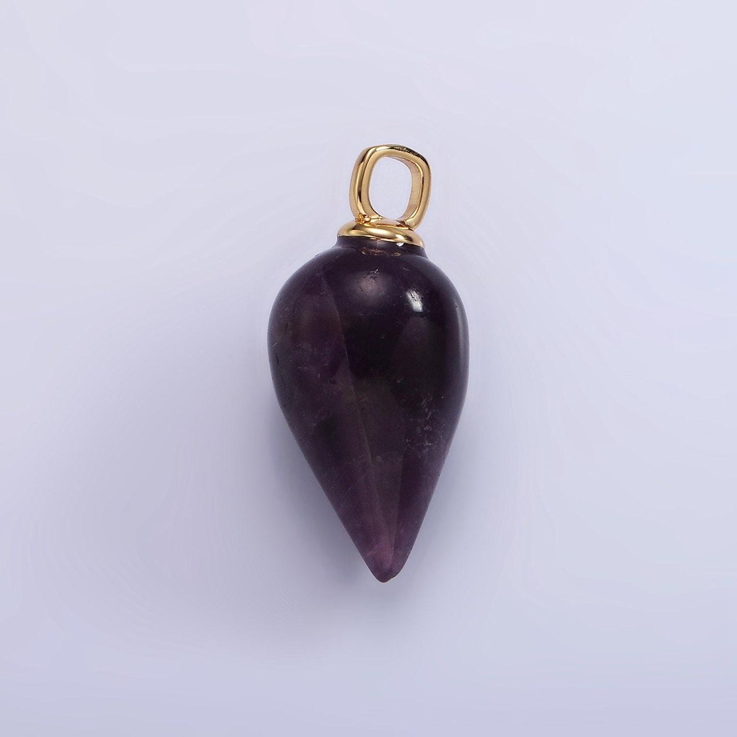 Dainty tear drop purple amethyst charm 29.6 x 13 mm gemstone pendant semi precious stone ac807