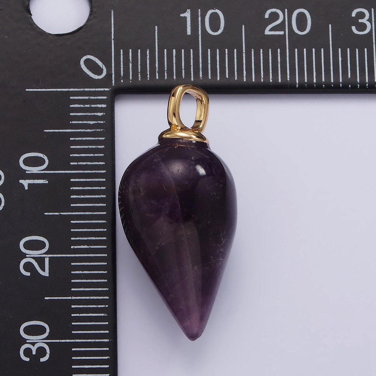 Dainty tear drop purple amethyst charm 29.6 x 13 mm gemstone pendant semi precious stone ac807