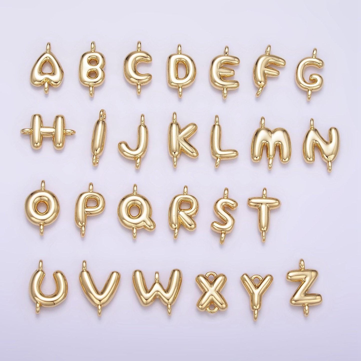 Mini gold filled bubble alphabet a-z charm connectors for bracelet necklace jewelry making supply | a1539-a1551