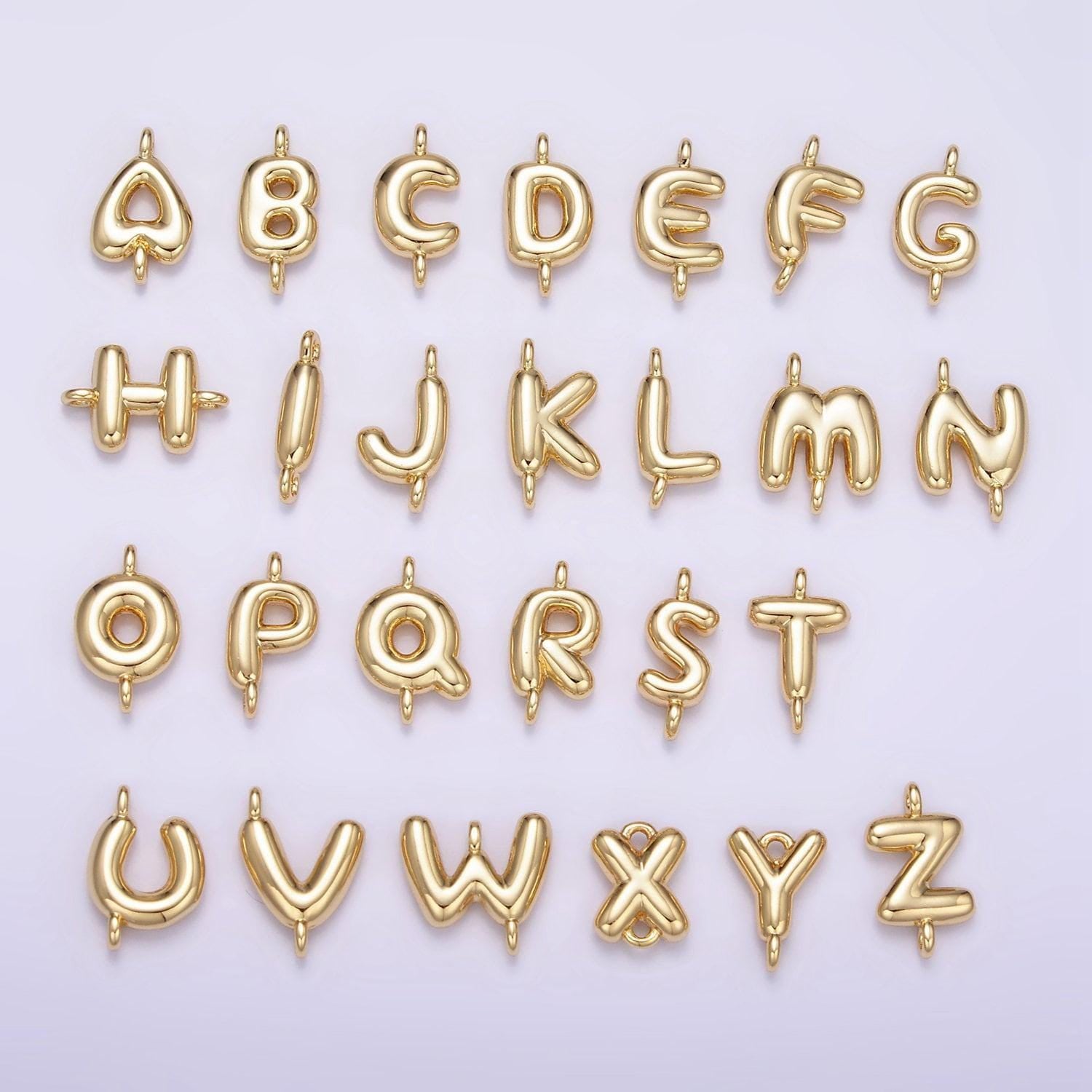 Mini gold filled bubble alphabet a-z charm connectors for bracelet necklace jewelry making supply | a1539-a1551