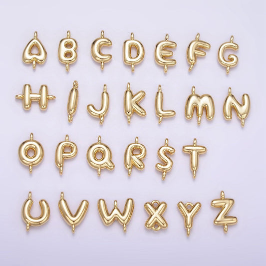 Mini gold filled bubble alphabet a-z charm connectors for bracelet necklace jewelry making supply | a1539-a1551