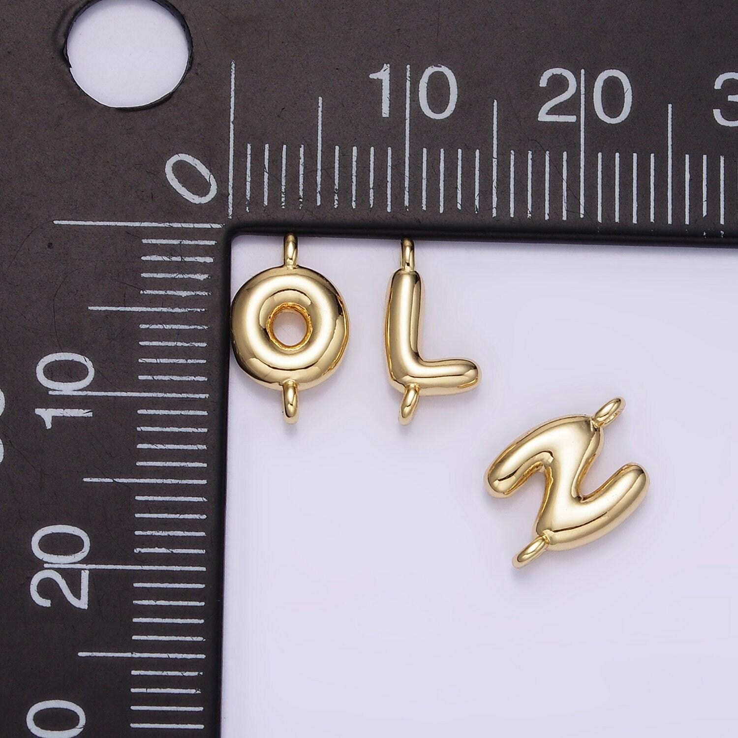 Mini gold filled bubble alphabet a-z charm connectors for bracelet necklace jewelry making supply | a1539-a1551