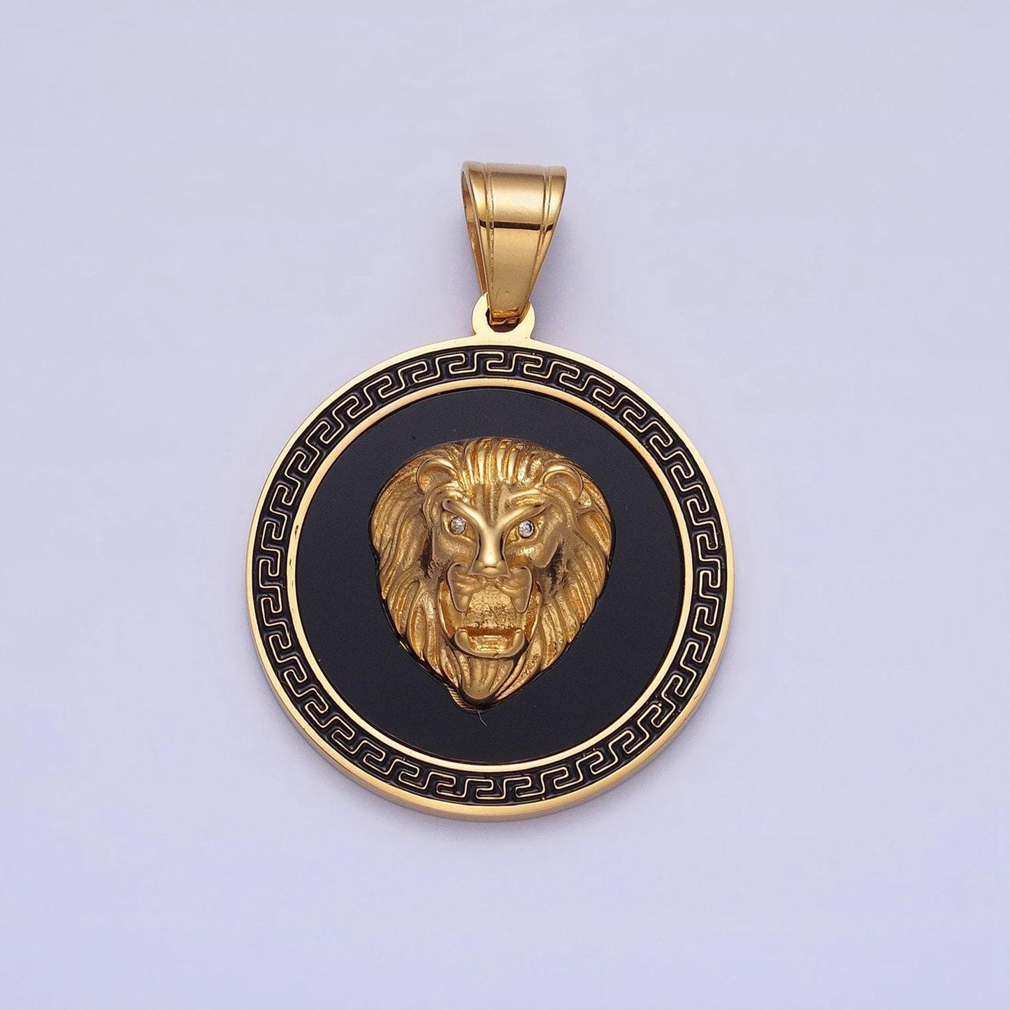 Stainless steel 3d medallion charm lion medallion pendant, lion jewelry, gold lion necklace charm for statement necklace component j784